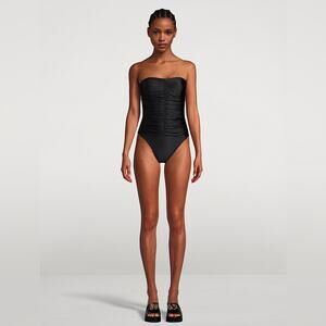 Good American Strapless Ruched One-Piece Swimsuit in Black 2/Medium